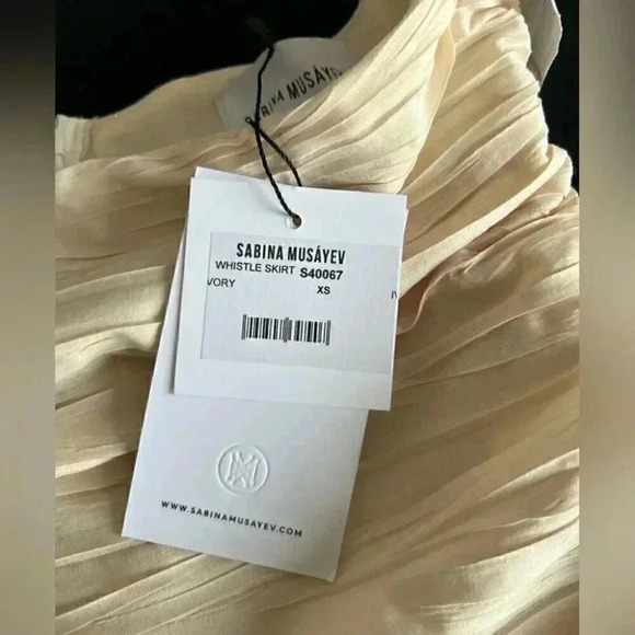 NWT Sabina Musayev Whistle Mini Skirt in Ivory Cream Nude High Waisted in XSMALL - Picture 5 of 7